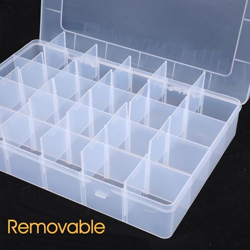 Molain 24 Grids Large Plastic Organizer Box, Clear Storage Box, for Jewelry