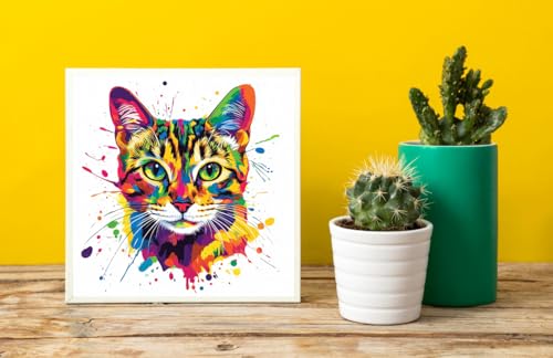 Moohue Stamped Cross Stitch Kits for Adults Animal Cute Cat 14CT Pre Printed Cross Stitch Kits for Beginners (Cute Cat) - color: Cute Cat