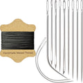 VONEEDL Upholstery Repair Kit: Waxed Sewing Thread (Black Color) & Heavy Duty Needles (11 PCS) for Leather, Canvas & Quilting Thread - color: Black