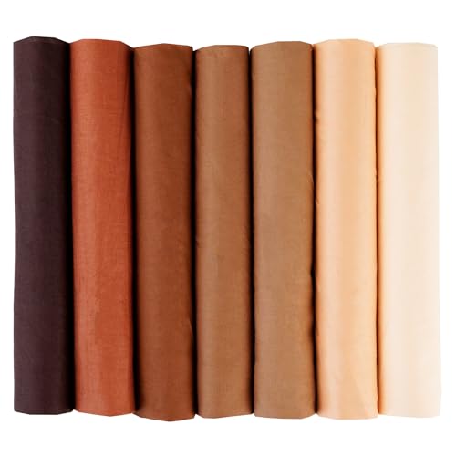 7PCS Solid Color Cotton Fabric Squares 20" x 20" Fat Quarter Fabric Bundles Craft Fabric for Patchwork Sewing Quilting Crafting DIY (Coffee) - color: Coffee
