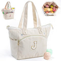 Initial Personalized Corduroy Yarn Bag Tote - Yarn Holder & Crochet Organizer for Hooks, Accessories & Projects - size: J