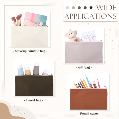 Reginary 10 Pcs Canvas Makeup Bags Bulk Blank Cosmetic Bags,Neutral Color - color: Neutral