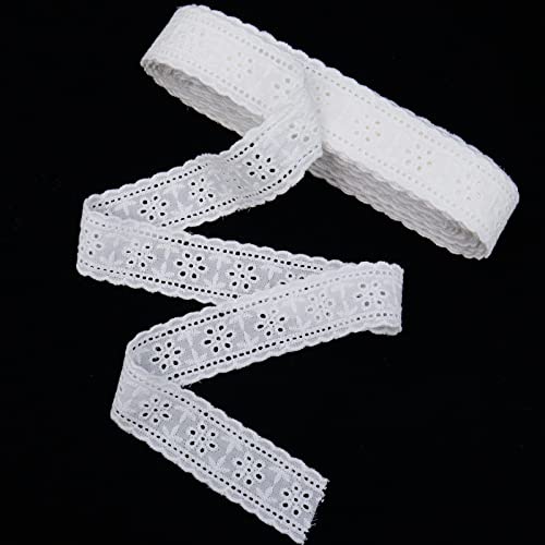 Eyelet Lace Trim 7 Yards White Cotton Lace Ribbon Embroidery Embroidery Craft Lace for Sewing, Baby Clothes, Pets Clothes - color: 4#