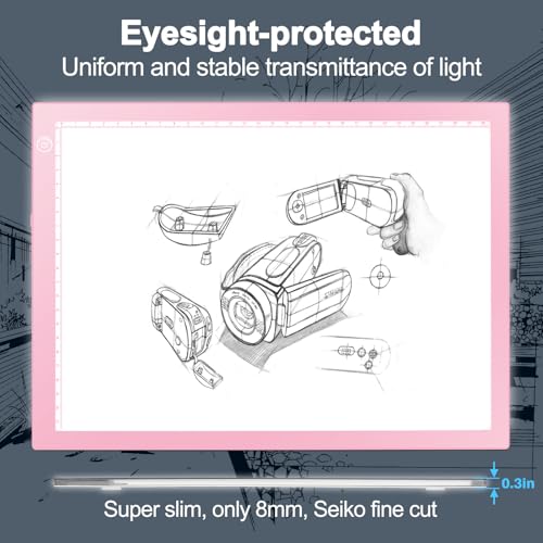 Rechargeable Tracing Light Box, LED Drawing Board for Kids Birthday Gift - color: PINK, size: 10 x 15 inches