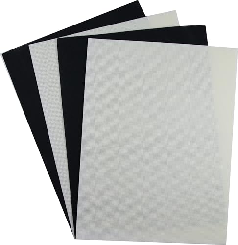 KCS 4/6 pc of 12" x 18"(30cmx45cm) 18CT Counted Cotton Aida Cloth Cross Stitch Fabric (4 pc, Antique White+Black) - color: Antique White+black, size: 4 pc