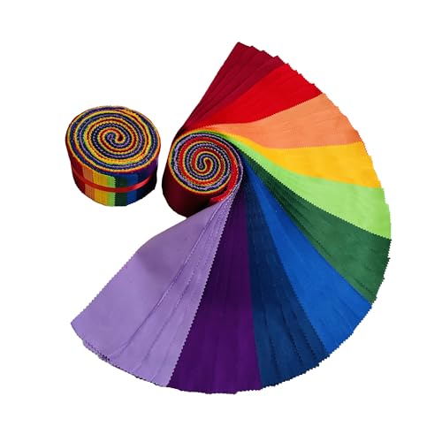 100% Cotton Jelly Roll Fabric Strips for Quilting and Sewing- Solid Colors - color: Five Solid Colors