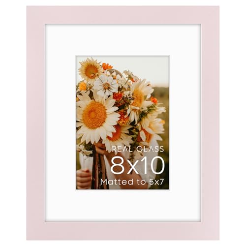 Golden State Art 8x10 Pink Picture Frame Mat for 5x7 Real Glass - color: Pink, size: 8x10