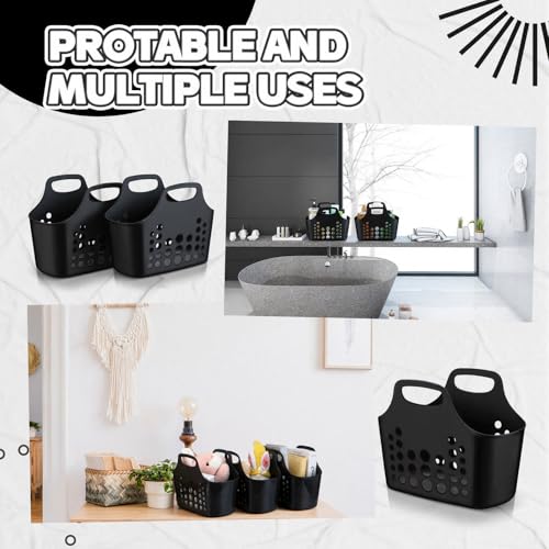 Nuogo 20 Pack Plastic Baskets with Handles Portable Caddy, Black - color: Black