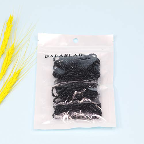 11/0 Seed Beads Hank (1 Hank 3 Meters) Total 3 String Hanks About 6000pcs, 9 Meters String 2.2mm Black Seed Beads Strand Hanks (Black) - color: Opaque Black