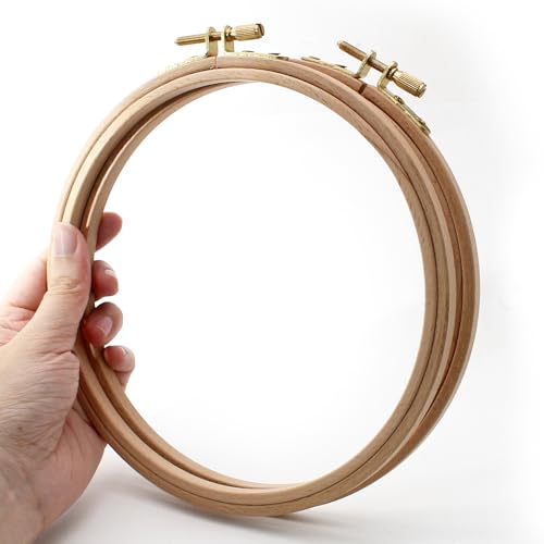 Opfiue 2 Pack 7 Inch Beech Wood Embroidery Hoop, Round - style: 7 Inch
