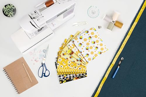 Craftido -25 Options- 100% Cotton Quilting Fabric Bundles 10pcs Fat Quarters 18”x21”-Medium Weight 5.2 oz- Soft Cotton for Quilting, Sewing Project, Patchwork, DIY Crafts – Honey Bees - color: Honey Bees