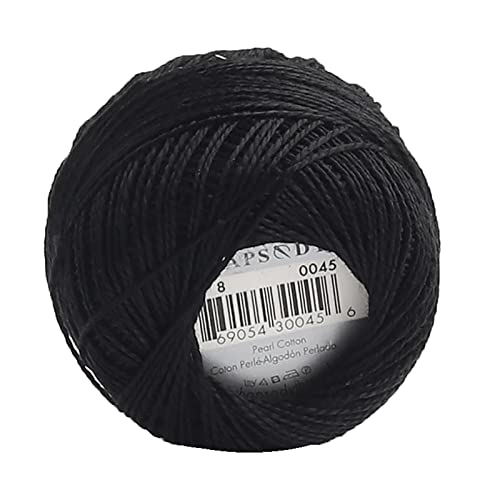 Rhapsody Pearl Cotton Thread Size 8 Crochet Thread Perle 12 Balls Set Hand Knitting, Embroidery, Sashiko, Cross-Stitch, Sewing, Needlepoint, DIY, Quilting (Black, Col. 45) - color: Black, Col. 45