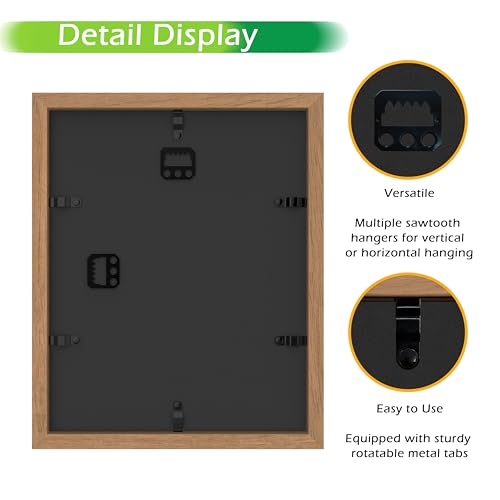 FrameWorks 8” x 10” Golden Oak Wooden Shadow Box Frame – Display Case with Soft Felt Back, Memory Box with Tempered Glass, Display Box with Elegant White Ball Push Pins, Wooden Flower Box - color: Golden Oak, size: 8"x10"