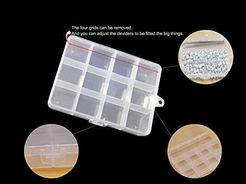 10Pack 12Grid Clear Storage Fixed Divider Boxes for Jewelry - size: 10pcs 12 Grids Box