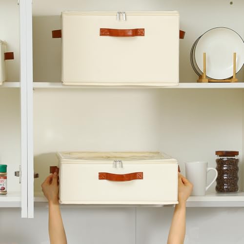 Foyego Cup and Mug Storage Box, Beige - color: Beige, size: 15.7"L x 15.7"W x 6"H