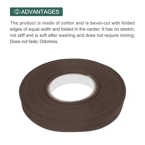 MECCANIXITY 1/2 Inch Double Fold Bias Tape Polyester Continuous Bulk Bias Tape for Sewing, Seaming Quilting Hemming Binding Crafts (Brown 6 Yards) - color: Brown, size: 1/2 Inch x 6 Yards