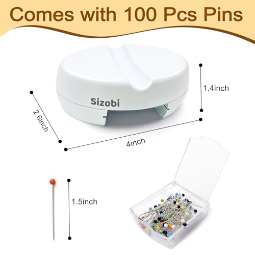 Sizobi Magnetic Pin Cushions for Sewing with 100Pcs Ball Head Straight Pins - color: white