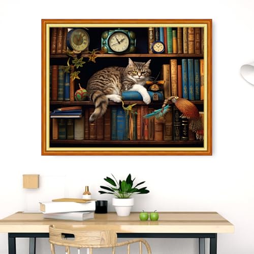 Dimensean Stamped Cross Stitch Kits Full Range of Embroidery Patterns Starter Kits for Beginners Adult DIY Cross Stitches Needlepoint Kits 11CT-Sleepy Cats 16x20 inch - color: Craftpattern27