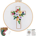 Louise Maelys Cross Lily Embroidery Kit for Beginners, Easter Jesus Pattern - color: kit-1