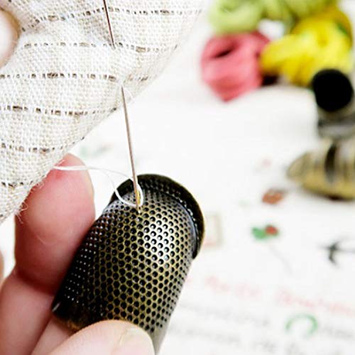Luckkyme 20 PiecesSewing Thimbles, Copper Finger Protector Retro Metal Sewing Thimble Adjustable Fingertip Thimble for Sewing Embroidery Needlework, Medium and Small