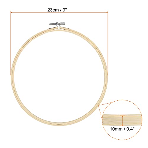 PATIKIL 12 Pieces 9 Inch Embroidery Hoops Round Adjustable Bamboo Circle Cross Stitch Hoop Ring Bulk for Embroidery Art Craft Handy Sewing Decoration - size: 9 Inch