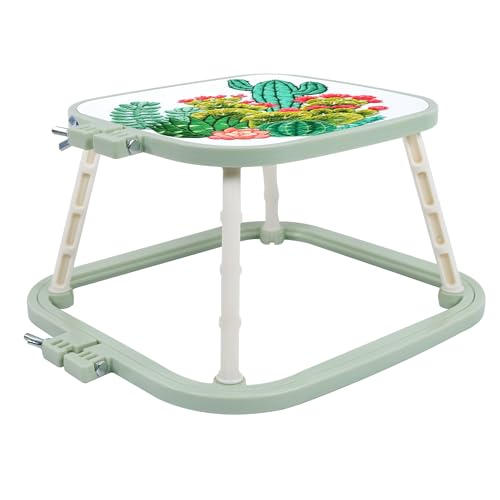 Versatile Double Embroidery Stand, Compact Desktop Embroidery Cross Stitch Frame-Hands Free 2-Tier Embroidery Hoop Frame for Needlepoint Sewing Craft Projects - color: Green