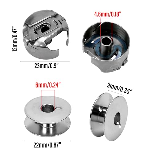 Replacement for PFAFF 2 Bobbin Cases #9076 and 20 Bobbins #9033, Compatible with PFAFF Industrial and Household models 138 234 238 331 333 335 437 438 439 460, Metal Bobbin Case Set Sewing Machines