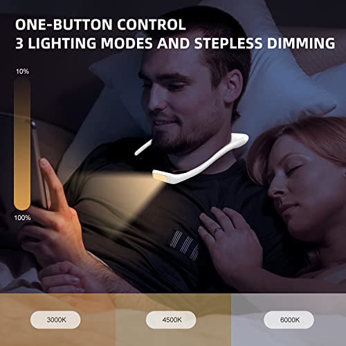 Neck Reading Light for Bed Adjustable: 3 Color Bendable Arms White - color: White, size: 1-Pack