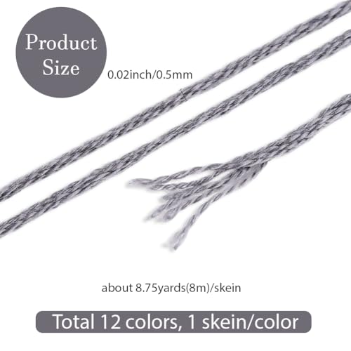 12 Skeins 6 Strands Grey Embroidery Cross Stitch Floss for Sewing - color: Gray