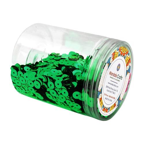 Mandala Crafts 6mm Flat Round Dark Green Sequins for Sewing Embroidery - color: Dark Green, size: 6mm Flat Sequins