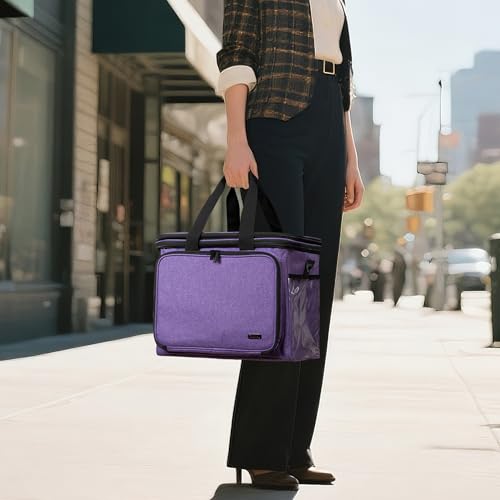 Teamoy Crochet Bag, Knitting Bag Yarn Storage Tote, Yarn Organizer, Purple - color: Purple