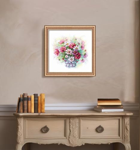 RIOLIS 2228 Watercolor Cosmos Counted Cross Stitch Kit 11.75 x 11.75 in