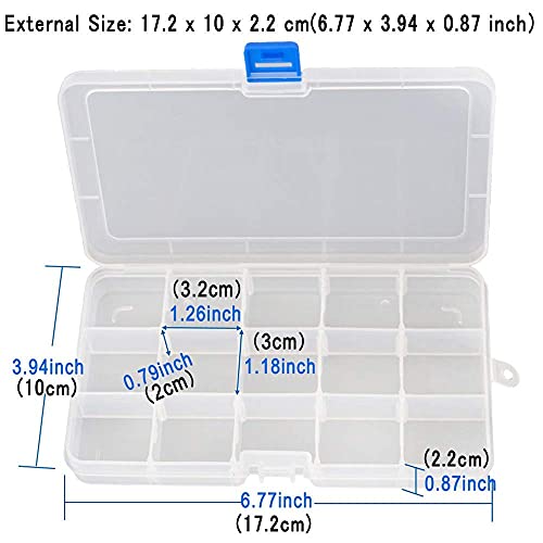 Qualsen Bead Organizer Box with Adjustable Dividers, 15 Girds, 4 Pack - size: 15 Gird-4pcs