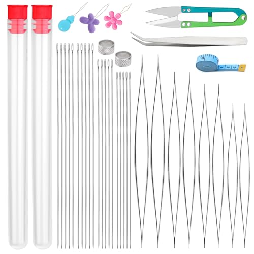 UOOU 39 Pcs Big Eye Beading Needles Long Straight Bead Needles - style: StyleA