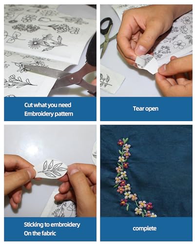 88 Pcs Water Soluble Hand Sewing Stabilizers，Embroidery Stick and Stitch Embroidery Paper Wash Away，for Embroidery Stabilizers Flower Patterns，for Hand Sewing Lover Beginners（Plants Flowers) - color: Grass/Grass*2