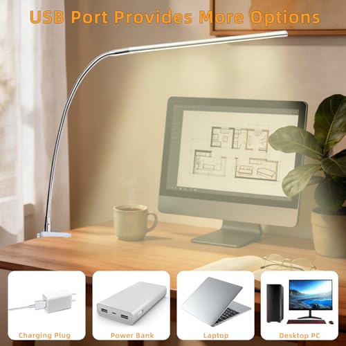 Space Aluminum LED Desk Lamp with Clamp Reading Study Desk Light