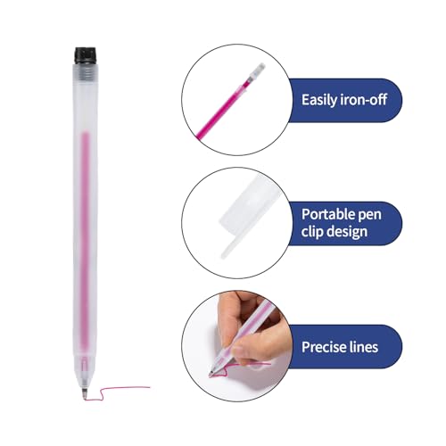 6 Heat Erasable Pens for Fabric Markers, Fabric Marking Pens with 42 Refills for Sewing and Quilting, Heat disappearing Ink Pen for Dressmaking, Tailors Sewing Chalk Pencils