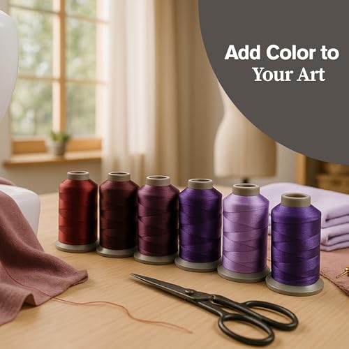 Mixed Colored Embroidery Threads 8 Pack | 8070 | 9280 | 8126 | 1241 | 9083 | 9971 | 9081 | 392 | 15g Polyester Embroidery Machine Thread (8, Purple) - color: Purple