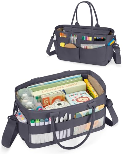 Marscamd Craft Organizer Tote Bag, Art Supply Caddy, Gray - color: Gray