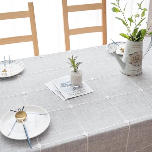 Oubonun Tablecloths for Rectangle Tables - color: Grey Plaid, size: 102" x 55" (Rectangular)