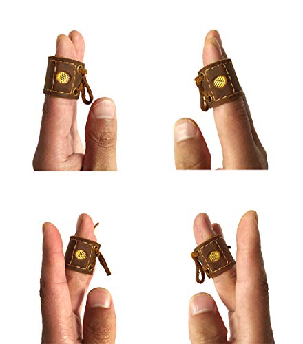 XTBOCA, Genuine Leather Coin Thimble, Finger Protector, Thimble for Hand Sewing, Sewing Leather, Quilting Embroidery, DIY Sewing Tools,Handmade,Crazy Horse Leather(2 Pcs)