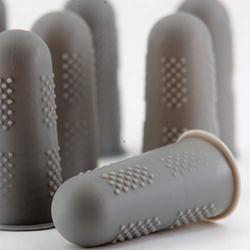 Finger Protectors [Flex Series - 12-Pack] Silicone Non-Stick Finger Covers [Grey - Small (6) / Medium (6)] for Hot Glue | Sewing | Wax | Rosin | Resin | Honey | Adhesives | Scrapbooking - color: Small & Medium - Grey [12-Pack]