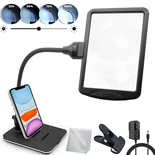 4X Gooseneck Magnifying Lamp Lighted with 28 SMD LEDs, Table Desktop Standing Hobby Tool Magnifier Hands-Free with Clamp for Sewing, Crafts, Close Work, etc. - size: Base & Clamp