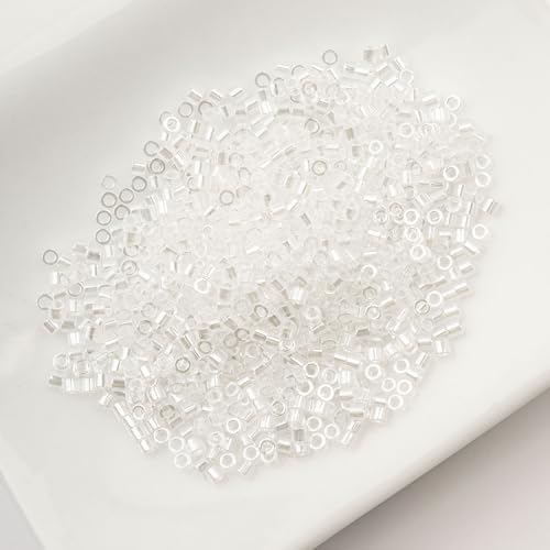 John Bead 25g Cylin Beads Crystal Luster 11/0 Glass Cylindrical Seed Beads for Jewelry Bracelets Necklaces Earrings Making Embroidery - color: Transparent Crystal Luster
