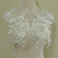 2 Pair 29 * 13cm Red/Pink/Purple/Sky Blue Wedding Dress Lace Shirt Accessories Embroidery Lace Garment Design DIY Accessories (White) - color: white