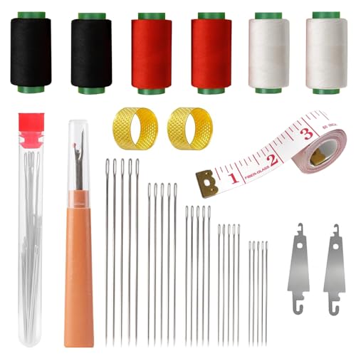 38-Piece Large-Eye Steel Sewing Needle Set, Sewing Supplies, Handmade Sewing Kit, Includes Sewing Needles, Thread, Seam Ripper, Needle Threader, Thimble, Tape Measure