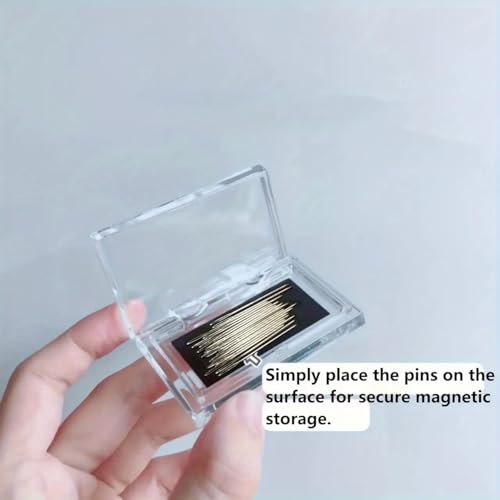 1pc Portable Magnetic Sewing Needle Box with Built-in Magnet - Transparent Anti-Lost Pin & Button Holder (Clear) - color: Clear
