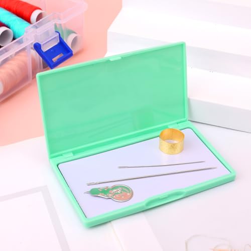 Gosknor Magnetic Needle Case, 11x6.5cm/4.33x2.56in Portable Rectangle Sewing Magnet Needle Storage Organizer Practical Sewing Pin Holder Box Minder for Small Metal Objects (Green)
