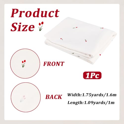 1.75 Yards Floral Patterned Beige Fabrics Little Red Tulip Flower Print Light Colored Polycotton Flowers Printed Quilt Patchwork Fabric for Sewing Making Quilting Dress DIY Craft Supply - size: 1600MM, style: Red Flower