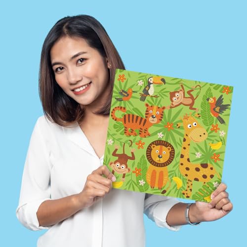 DIAMOND DOTZ in The Jungle Animal Diamond Painting Kit for Adults with Gems - color: DOTZ in the Jungle